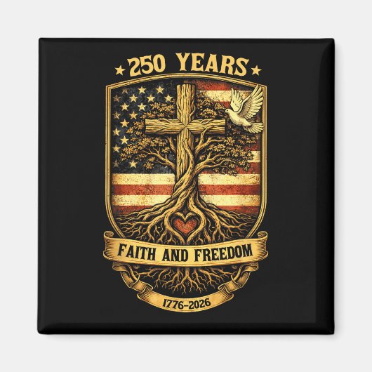 信仰の自由 250周年 7月4日 アメリカ独立250周年 マグネット (正面)
