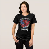 信仰の自由 250年 バタフライ アメリカ国旗  トライブレンドＴシャツ (正面全面)