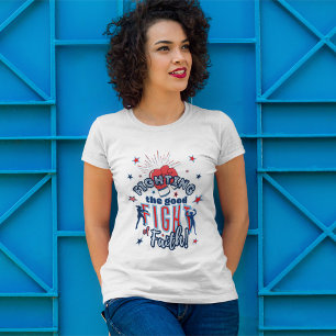 信仰の良い戦いに挑む女性のインスピレーション Tシャツ