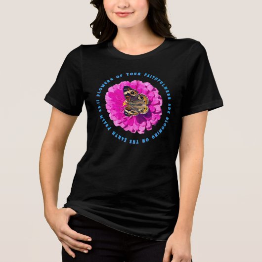 信仰の花の蝶々 キリスト教 トライブレンドＴシャツ (正面)