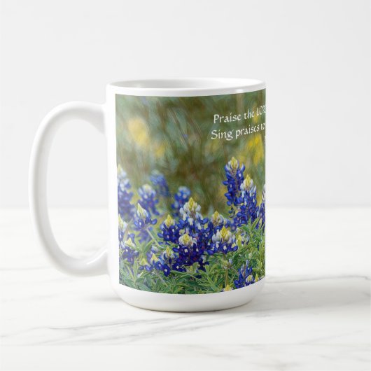 信仰の花詩篇135:3ブルーボンネットカップ コーヒーマグカップ (左)