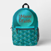 信仰の言葉感動的を持つパーソナライズされた プリントバックパック (正面)