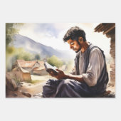 信仰の調和:祈りの言葉の水の色 ラッピングペーパーシート (正面3)