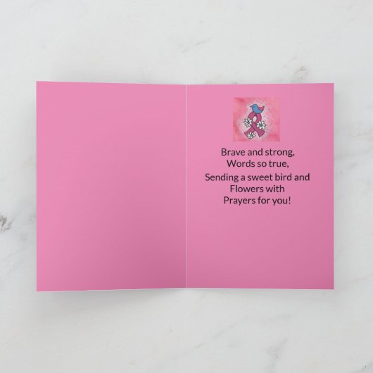 信仰の願い愛の乳がんピンクのリボンカード カード (内部)