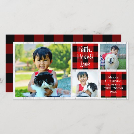 信仰の願い愛の国はクリスマスをブロック シーズンカード (正面/裏面)