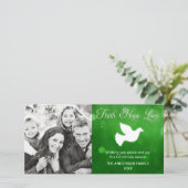 信仰の願い愛の宗教的なクリスマスの鳩グリーン シーズンカード (スタンド正面)