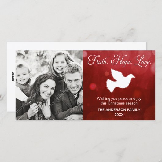 信仰の願い愛の宗教的なクリスマスドーブレッド シーズンカード (正面/裏面)