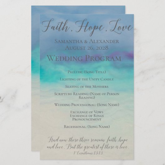 信仰の願い水の色のバイブル結婚バース (正面/裏面)