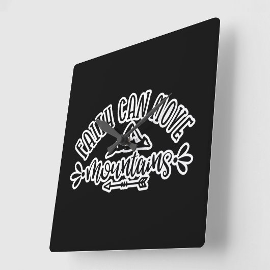 信仰はもはや山の信仰を動かすことができる スクエア壁時計 (傾斜)