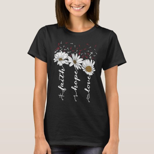 信仰はイエスを愛し花は神の宗教 Tシャツ (正面)