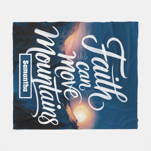 信仰はパーソナライズされた山をキリスト教に移すことができる フリースブランケット (正面(横))