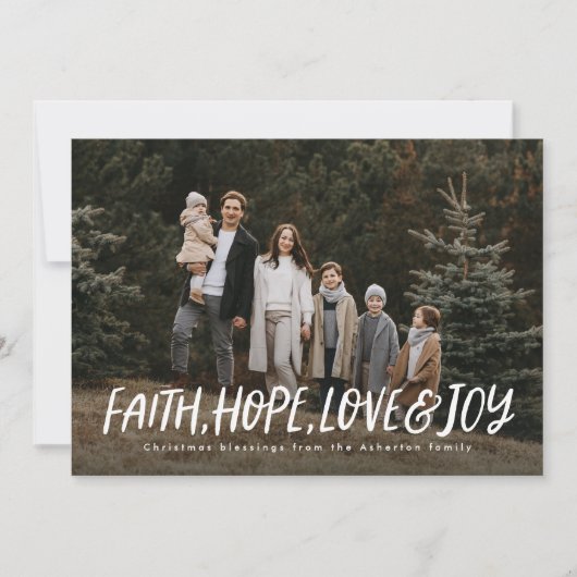 信仰は喜びを愛する宗教的なクリスマスの写真 シーズンカード (正面)