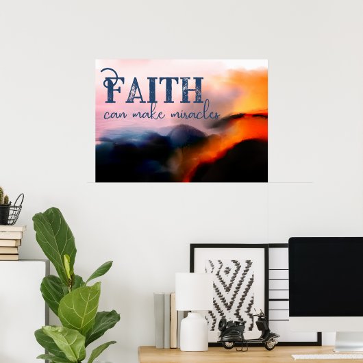 信仰は奇跡の崖の輝く抽象芸術 ポスター (ホームオフィス)