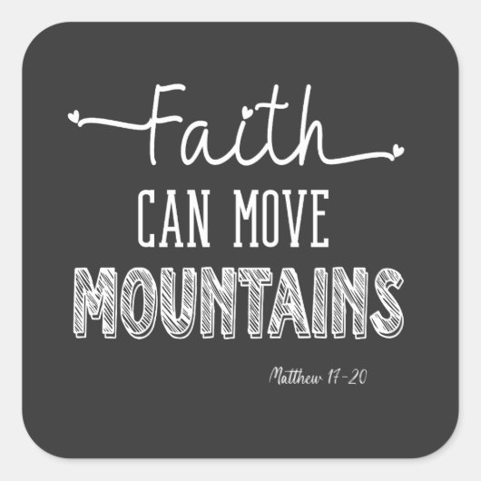 信仰は山々を白黒で移動できるデザイン スクエアシール (正面)