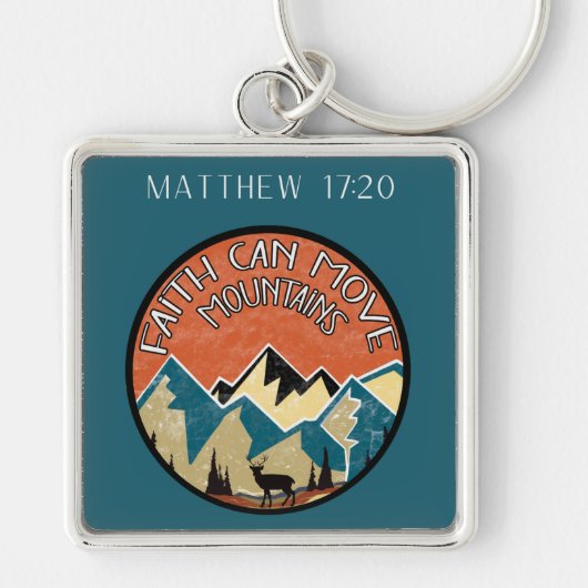 信仰は山々を移動できる聖なる書物、 経典スクエアキーチェーン キーホルダー (正面)