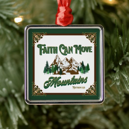 信仰は山のコーヒーマグを移動できる メタルオーナメント (ツリー)