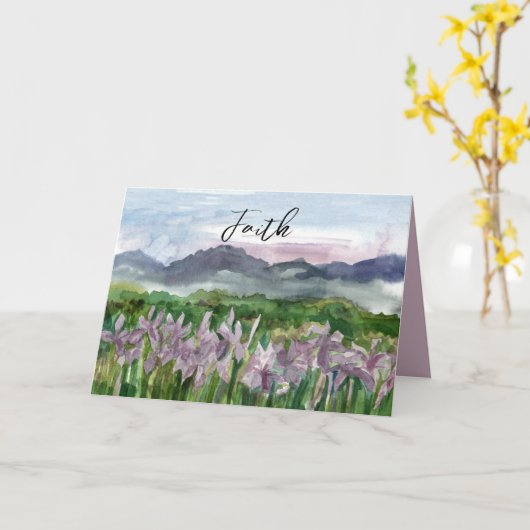 信仰は山の野生の虹彩宗教を移動することができる カード (黄色い花)