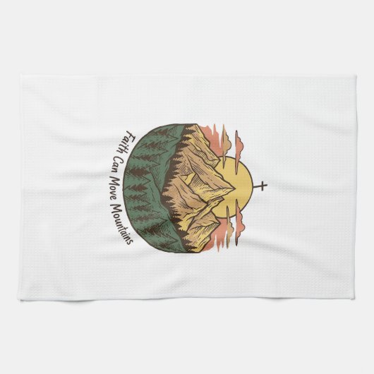 信仰は山をも動かす ヴィンテージ マウンテン Tシャツ (3 キッチンタオル (横)