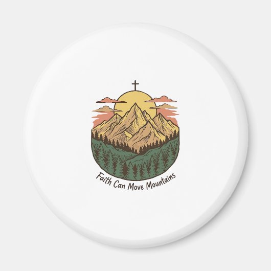 信仰は山をも動かす ヴィンテージ マウンテン Tシャツ (3 マグネット (正面)