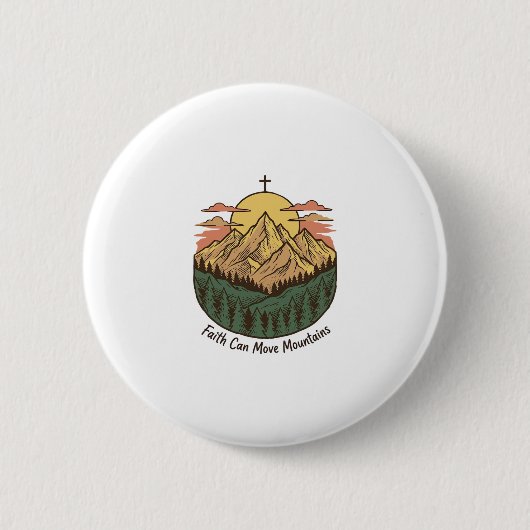 信仰は山をも動かす ヴィンテージ マウンテン Tシャツ (3 缶バッジ (正面)