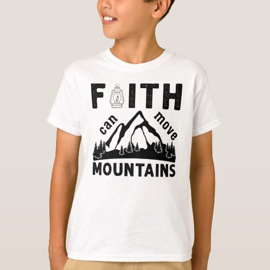 信仰は山をも動かす 聖書の言葉 Tシャツ (正面)