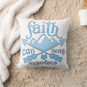 信仰は山をも動かす 青いタイポグラフィー クッション (ブランケット)