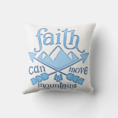 信仰は山をも動かす 青いタイポグラフィー クッション (裏面)