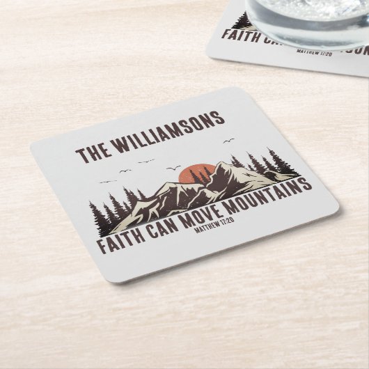 信仰は山を動かすことができるキリスト教の聖句 スクエアペーパーコースター (アングル)
