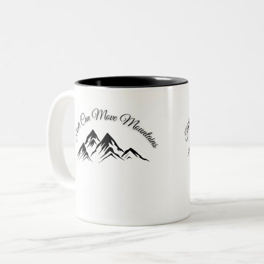 "信仰は山を動かすことができる感動的マグカップ" ツートーンマグカップ (正面左)