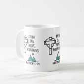 信仰は山を移動することができるキリスト教の聖書引用文 コーヒーマグカップ (正面左)