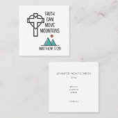 信仰は山を移動することができるキリスト教の聖書引用文 スクエア名刺 (正面/裏面)