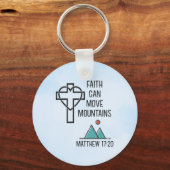 信仰は山を移動することができるキリスト教聖書的引用文 キーホルダー (正面)