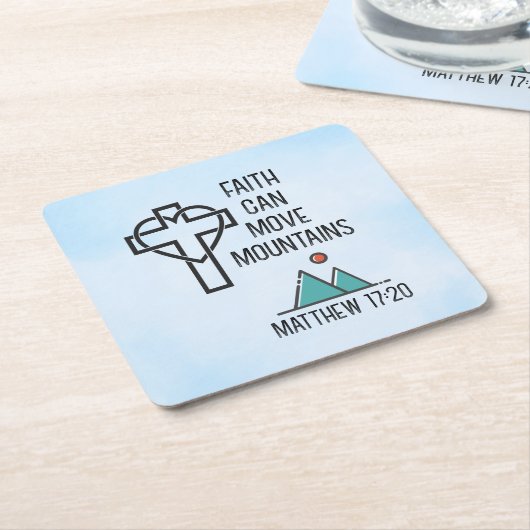 信仰は山を移動することができるキリスト教聖書的引用文 スクエアペーパーコースター (アングル)