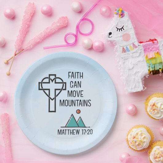 信仰は山を移動することができるキリスト教聖書的引用文 ペーパープレート (パーティー)