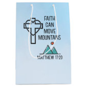 信仰は山を移動することができるキリスト教聖書的引用文 ミディアムペーパーバッグ (正面)
