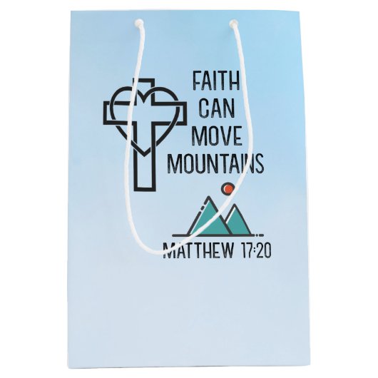 信仰は山を移動することができるキリスト教聖書的引用文 ミディアムペーパーバッグ (正面)