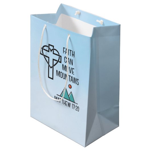 信仰は山を移動することができるキリスト教聖書的引用文 ミディアムペーパーバッグ (正面アングル)