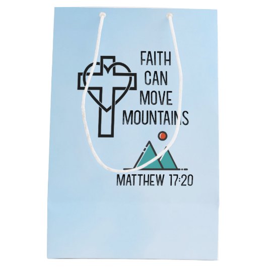 信仰は山を移動することができるキリスト教聖書的引用文 ミディアムペーパーバッグ (裏面)