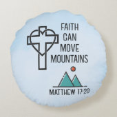 信仰は山を移動することができるキリスト教聖書的引用文 ラウンドクッション (裏面)