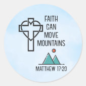 信仰は山を移動することができるキリスト教聖書的引用文 ラウンドシール (正面)