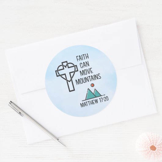信仰は山を移動することができるキリスト教聖書的引用文 ラウンドシール (封筒)