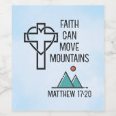 信仰は山を移動することができるキリスト教聖書的引用文 ワインラベル (シングルラベル)