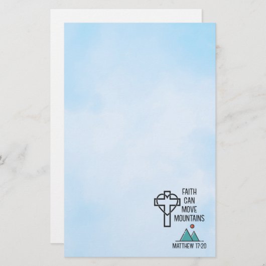 信仰は山を移動することができるキリスト教聖書的引用文 便箋 (正面/裏面)