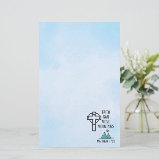 信仰は山を移動することができるキリスト教聖書的引用文 便箋 (スタンド正面)