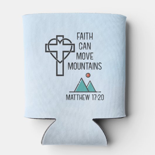 信仰は山を移動することができるキリスト教聖書的引用文 缶クーラー (裏面)