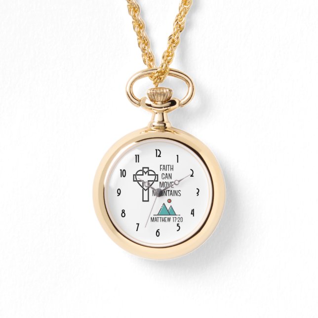 信仰は山を移動することができるキリスト教聖書的引用文 腕時計 (正面)