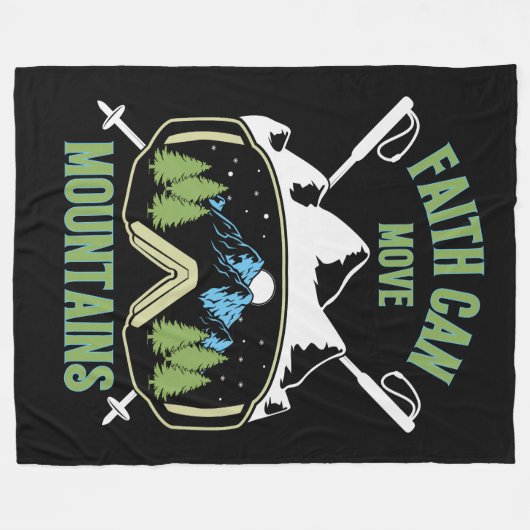 信仰は山を移動できる引用文 フリースブランケット (正面(横))