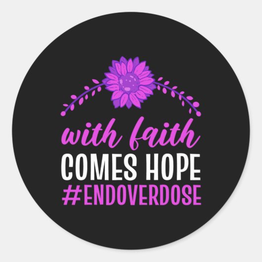 信仰は希望をもたらす End Overdose パープルフラワー F ラウンドシール (正面)