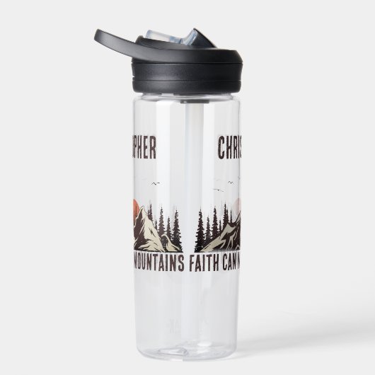 信仰は彼のために山のクリスチャンの贈り物を移動することができる ウォーターボトル (右面)