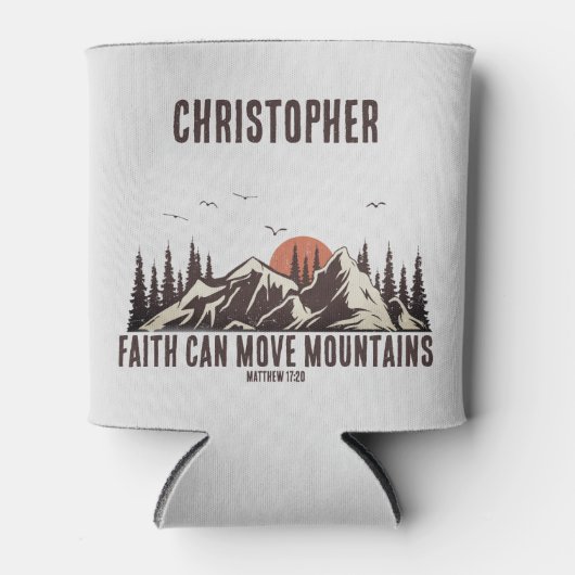 信仰は彼のために山のクリスチャンの贈り物を移動することができる 缶クーラー (正面)